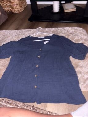 Sonoma Navy Blue Button-Front Blouse